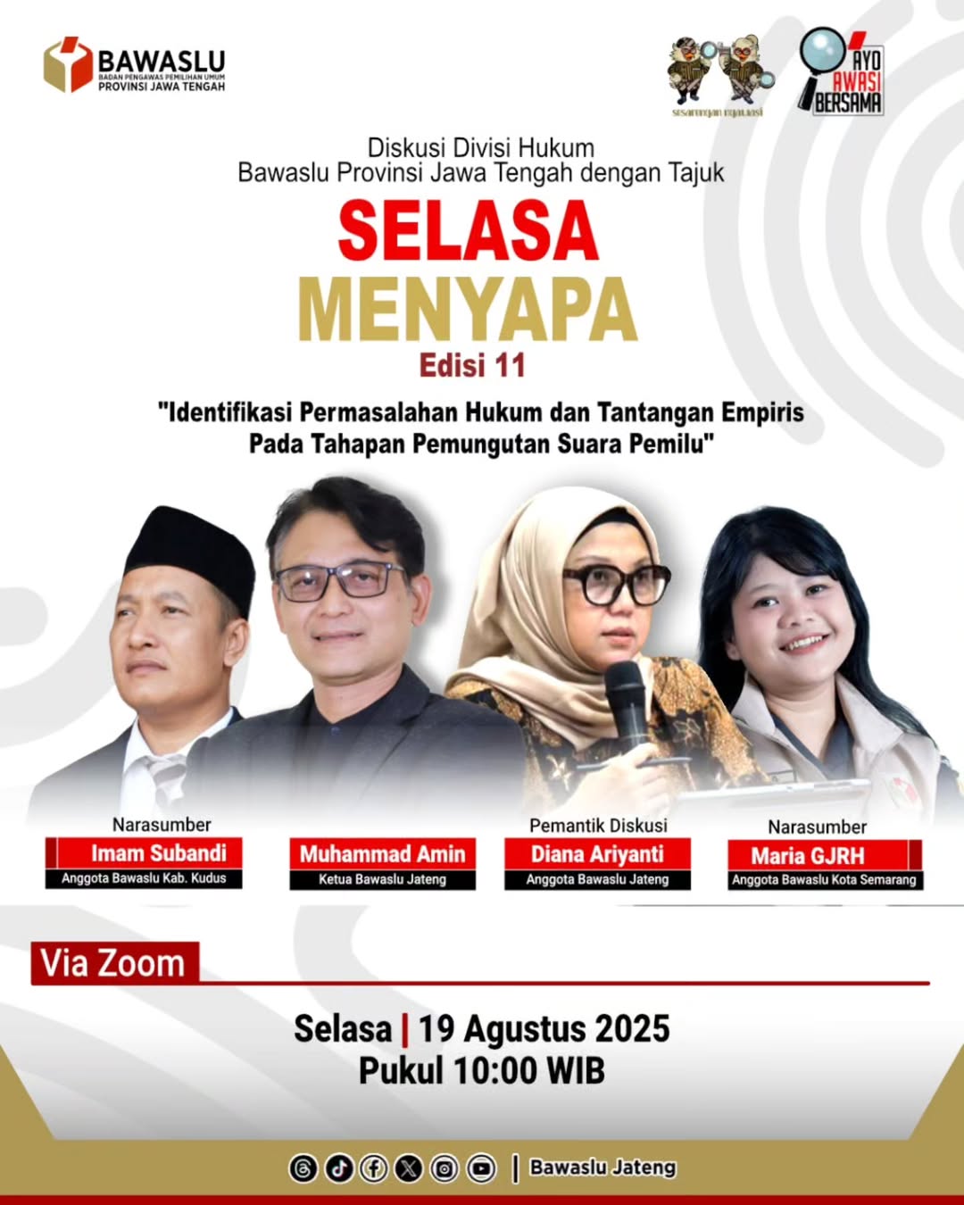 Dari Regulasi hingga Tekanan di TPS, Semua Dikupas dalam Selasa Menyapa Bawaslu Jateng