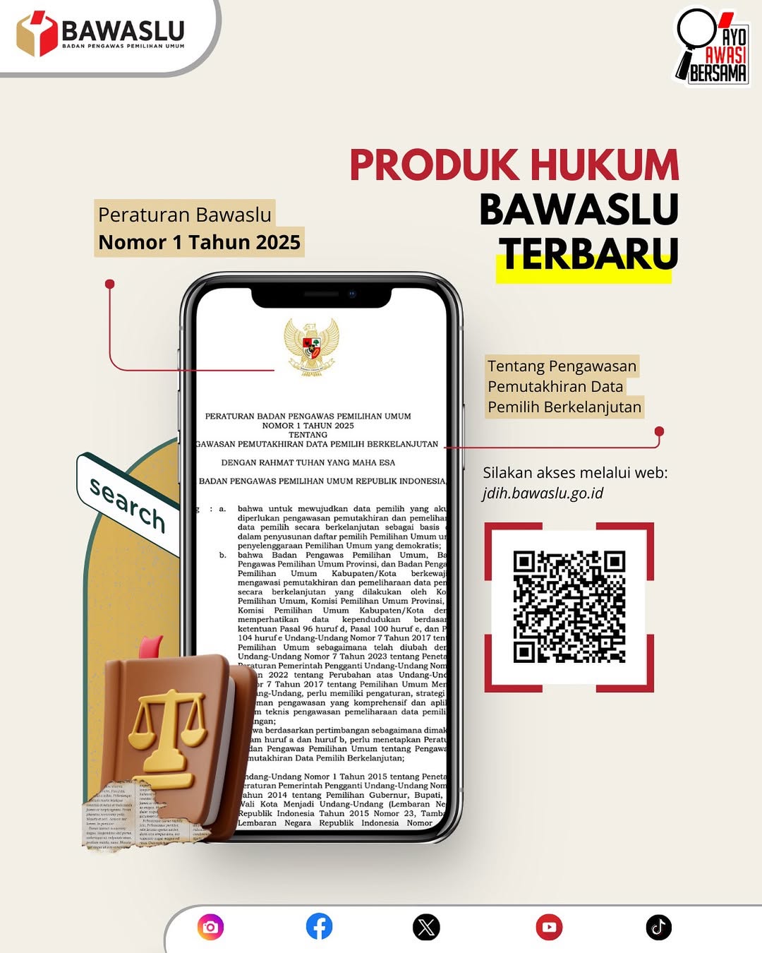 Bawaslu Terbitkan Perbawaslu Nomor 1 Tahun 2025, Atur Mekanisme Pengawasan Data Pemilih Berkelanjutan