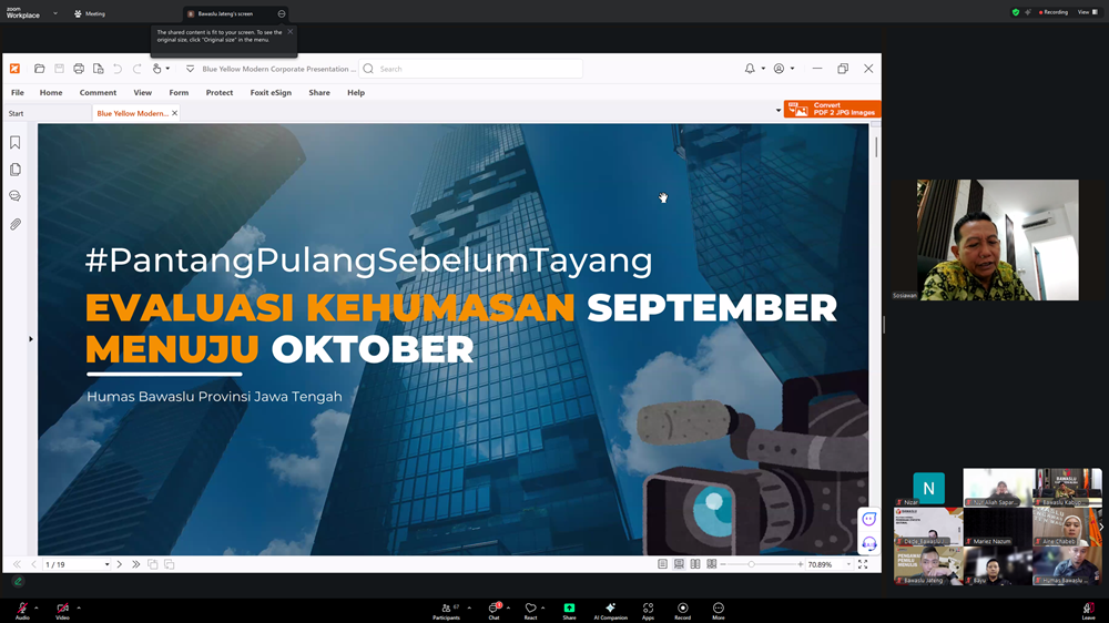 Bahas Kinerja dan Strategi Oktober, Bawaslu Pati Hadiri Evaluasi Kehumasan Se-Jawa Tengah