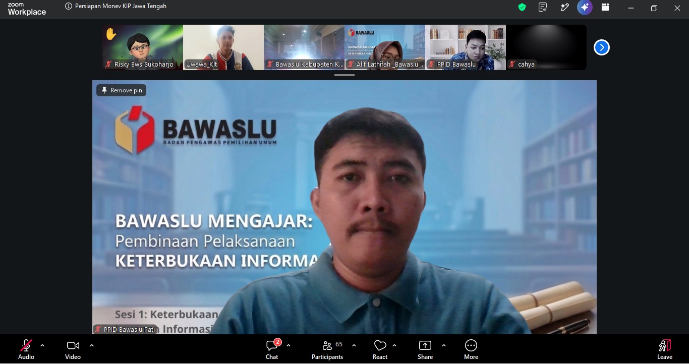 Bawaslu Pati Ikuti Diskusi Persiapan Monitoring dan Evaluasi Keterbukaan Informasi Publik Jawa Tengah