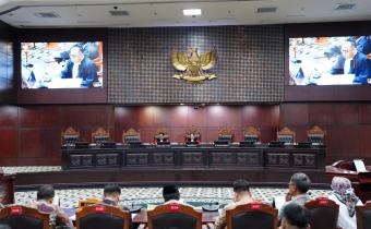 Suasana sidang awal terkait Perselisihan Hasil Pemilihan (PHP) tahun 2024 di Mahkamah Konstitusi (MK), Jakarta, pada Rabu (08/01/2025)